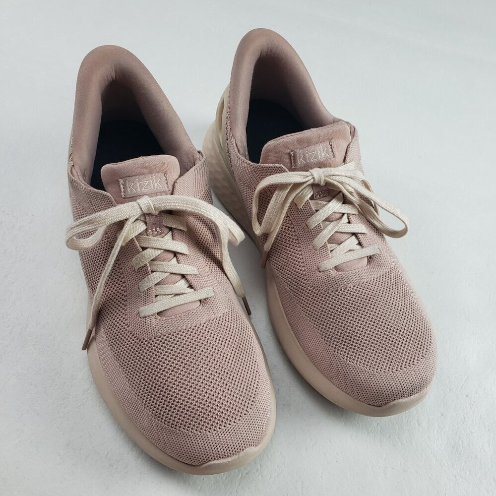 Kizik Athens Hands Free Sneaker Mens 10 Women 11.5 Pink Knit Lace Up Casual Shoe